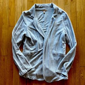 Gray and White Pinstripe Sweater Blazer